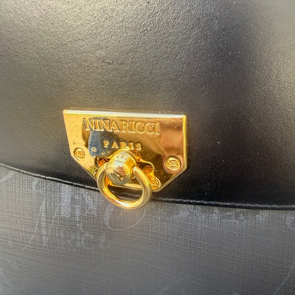 Nina Ricci Paris Monogram Black Coated Canvas Top Handle Satchel Bag Unworn - Picture 3 of 16